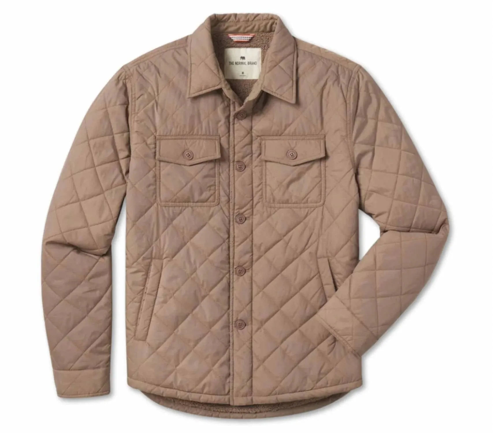 Quilted Sherpa Lined Shacket In Pine Bark Brown