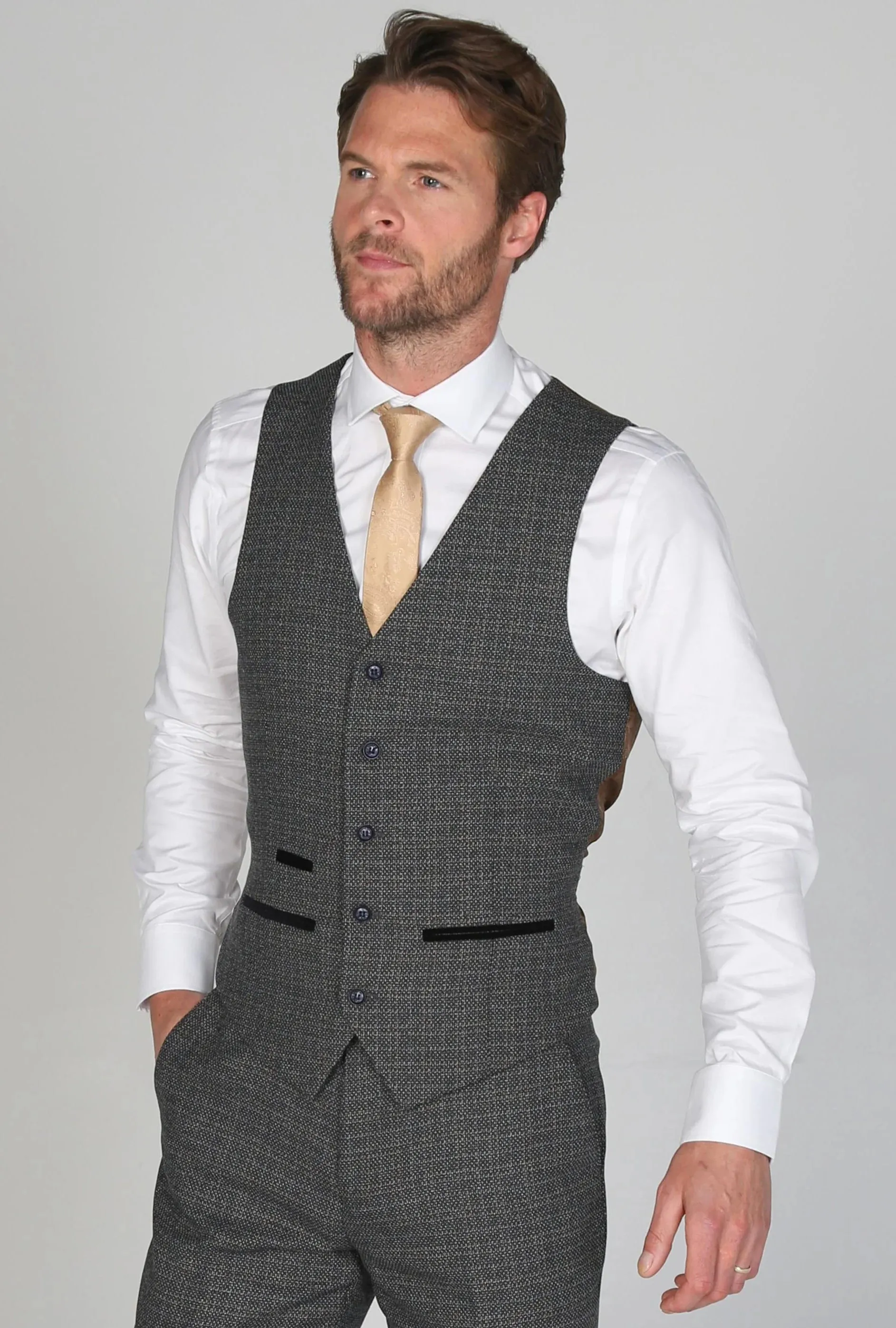 Ralph Tweed Check Navy Waistcoat