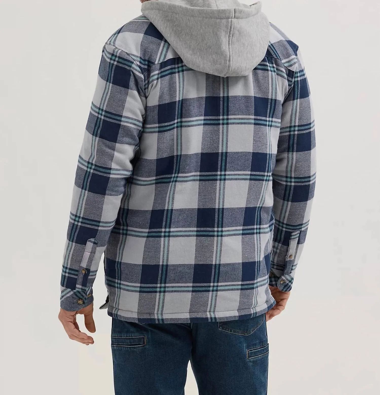 Riggs Workwear Hooded Flannel Jacket In Grey Plaid