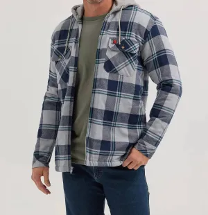 Riggs Workwear Hooded Flannel Jacket In Grey Plaid