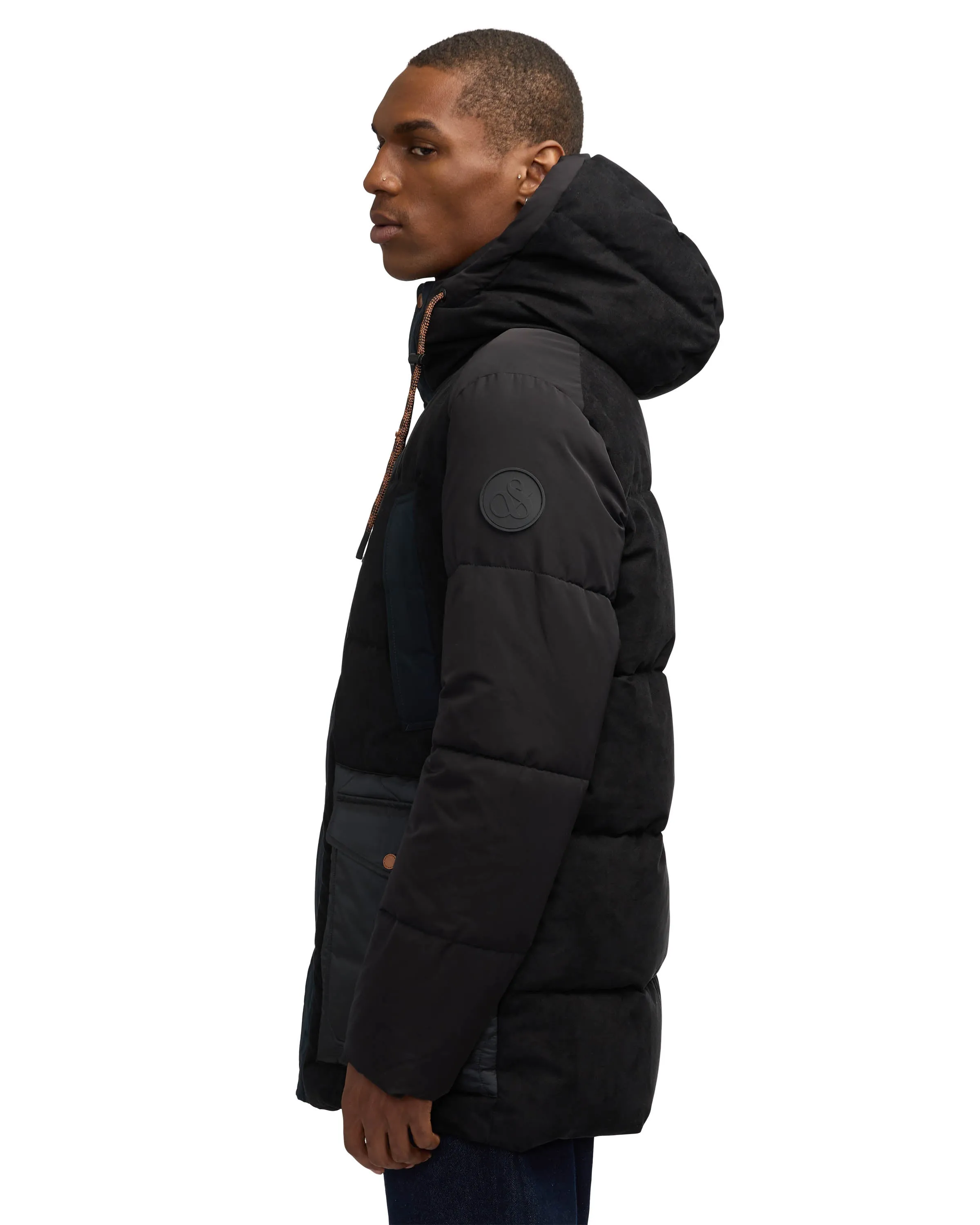 Scotch & Soda Men's Arza Mixed Media Quilted Parka With Adjustable Hood