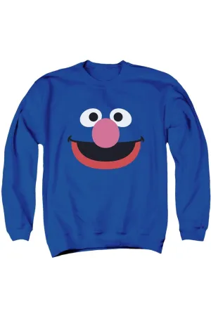 Sesame Street Grover Face Adult Crewneck Sweatshirt