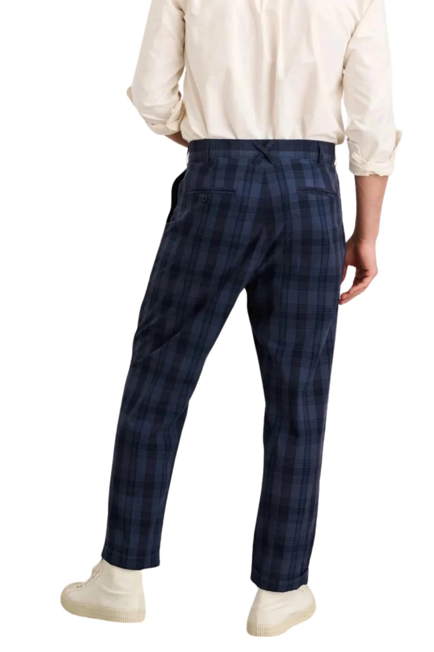 Standard Pleated Pant In Navy Madras