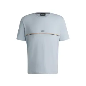 Stretch-cotton pajama T-shirt with logo print