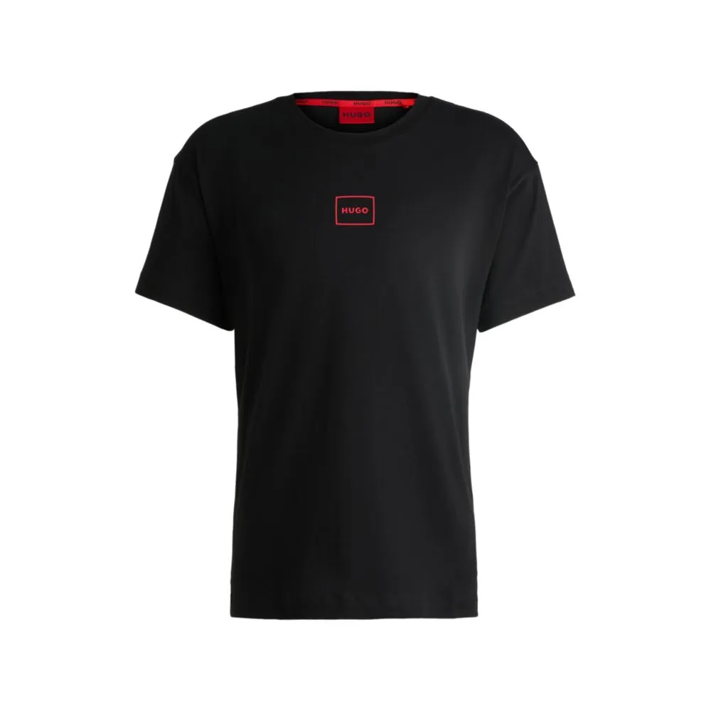 Stretch-cotton relaxed-fit T-shirt with logo print