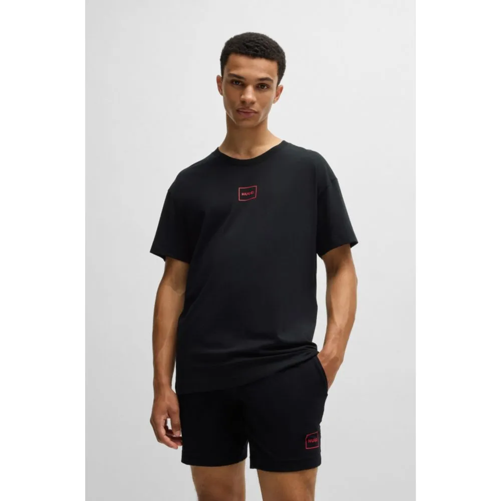 Stretch-cotton relaxed-fit T-shirt with logo print