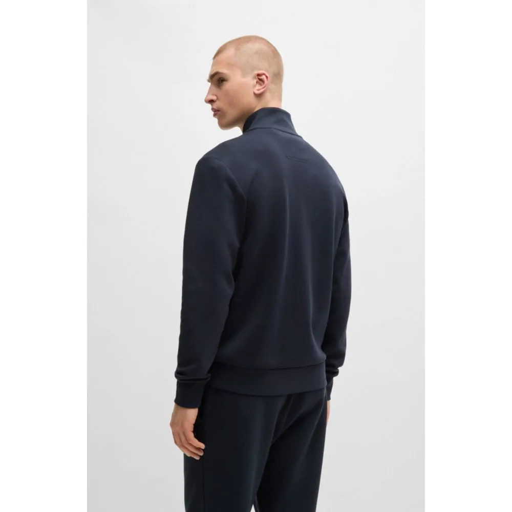 Stretch-cotton zip-up sweatshirt with logo print
