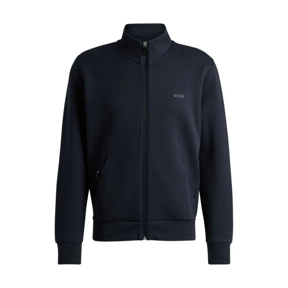 Stretch-cotton zip-up sweatshirt with logo print
