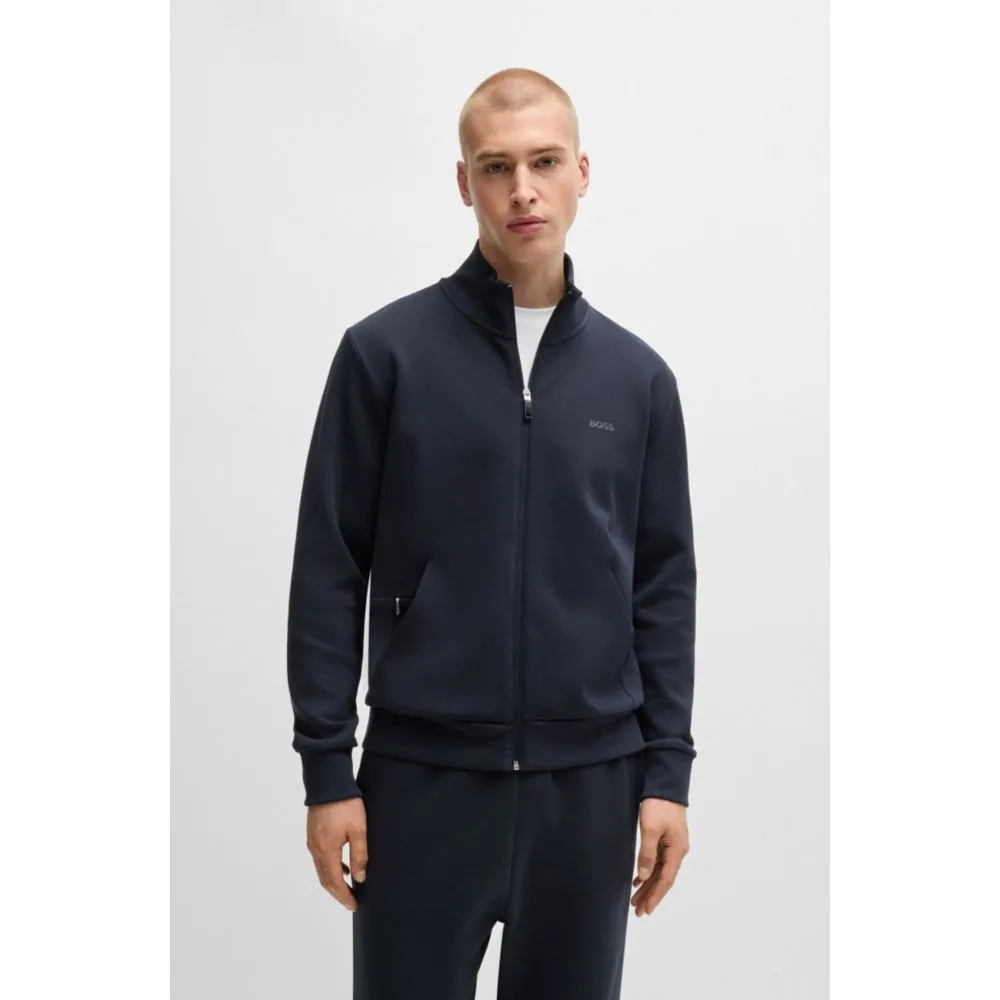 Stretch-cotton zip-up sweatshirt with logo print