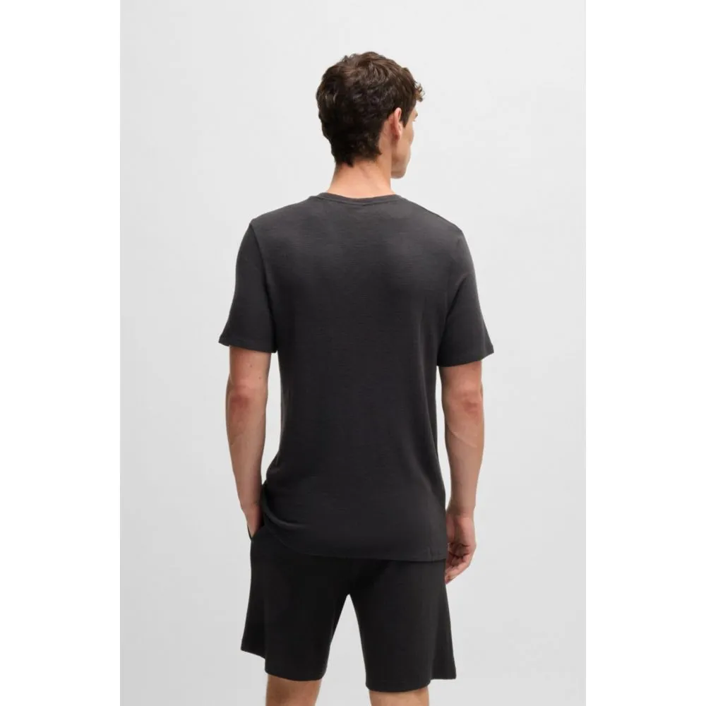 Stretch-jersey pajama T-shirt with embroidered logo