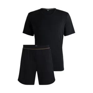 Stretch-jersey pajamas with overlock stitching