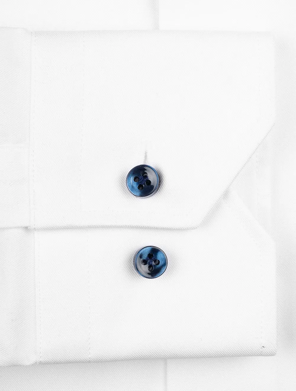 Super Slim Plain Contrast Button Shirt White