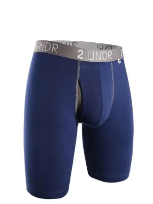 Swing Shift 9" Long Leg Boxer Brief In Navy/grey