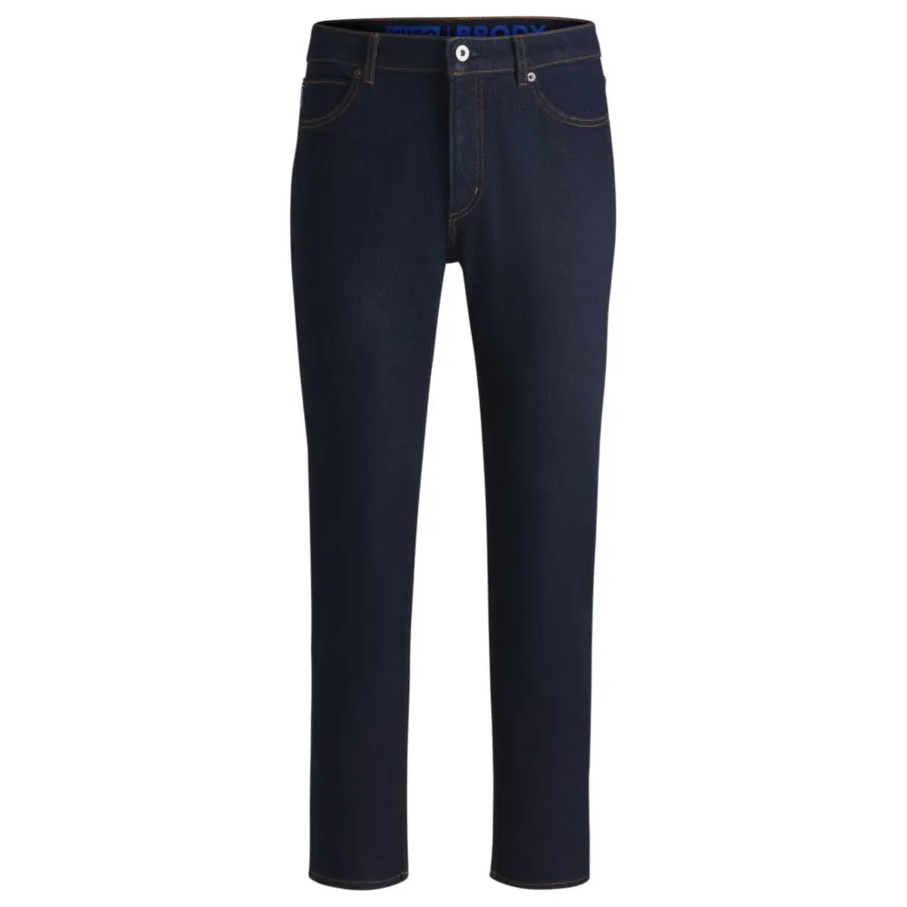Tapered-fit jeans in dark-blue stretch denim