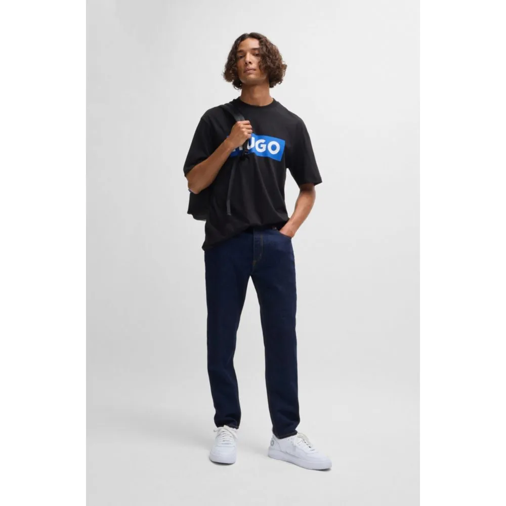 Tapered-fit jeans in dark-blue stretch denim