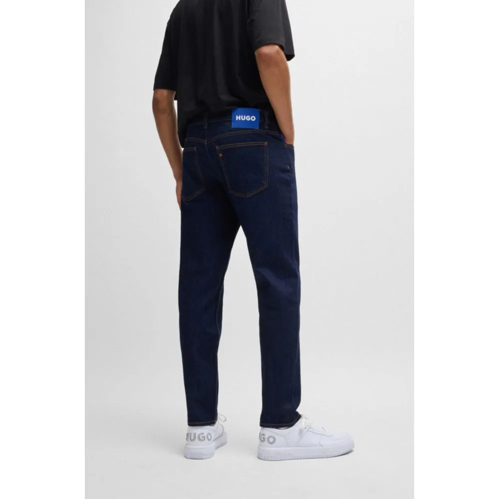 Tapered-fit jeans in dark-blue stretch denim