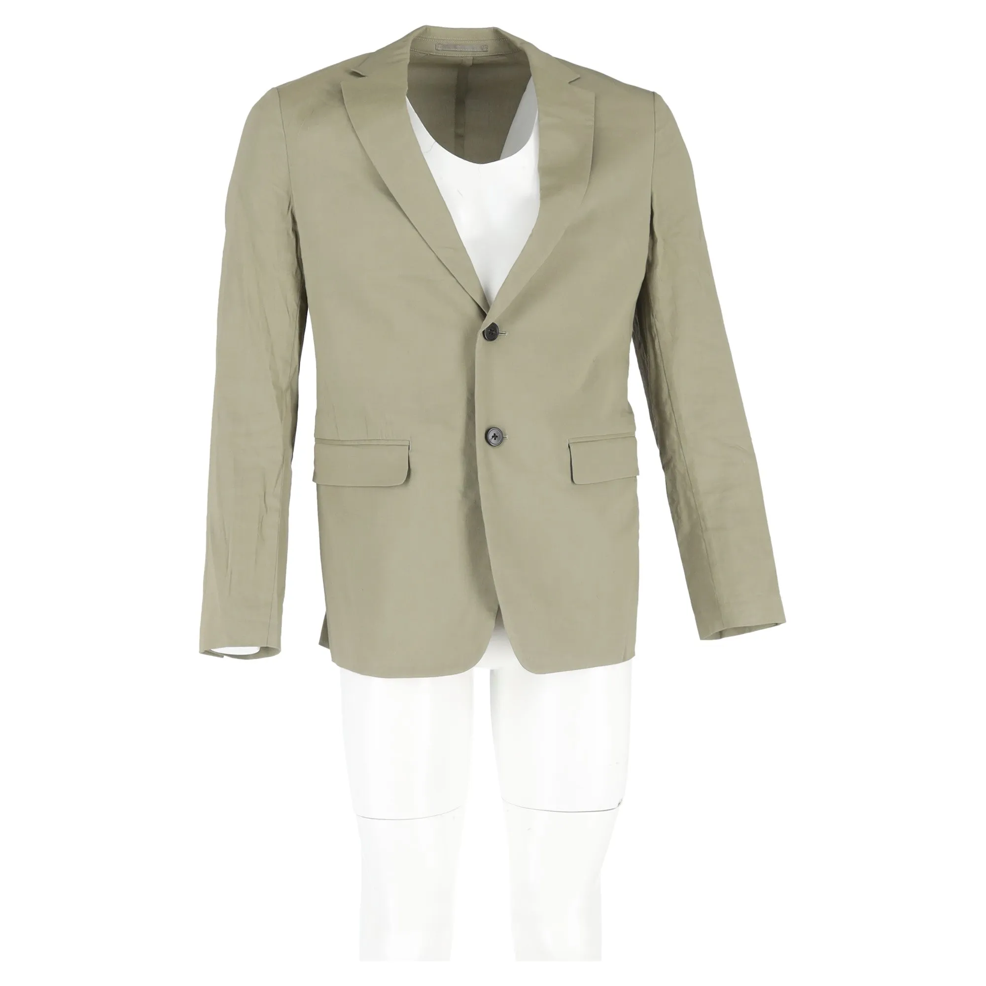 Theory Single-Breasted Blazer in Olive Linen