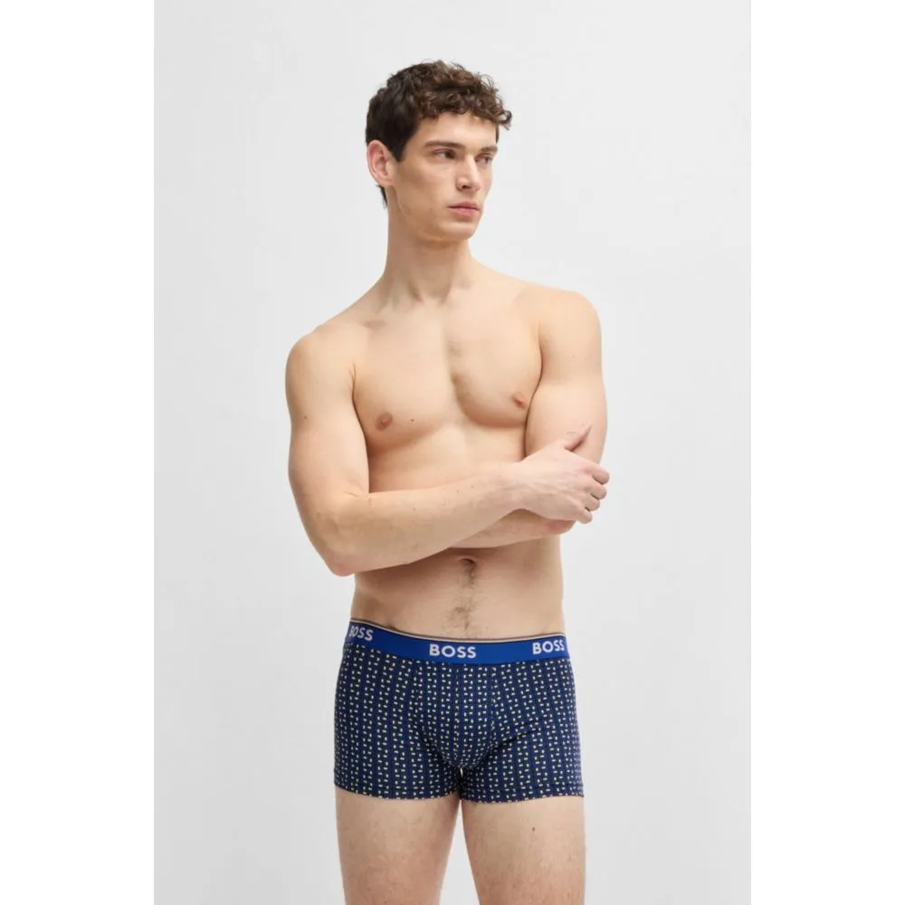 Three-pack of stretch-cotton trunks with logo waistband
