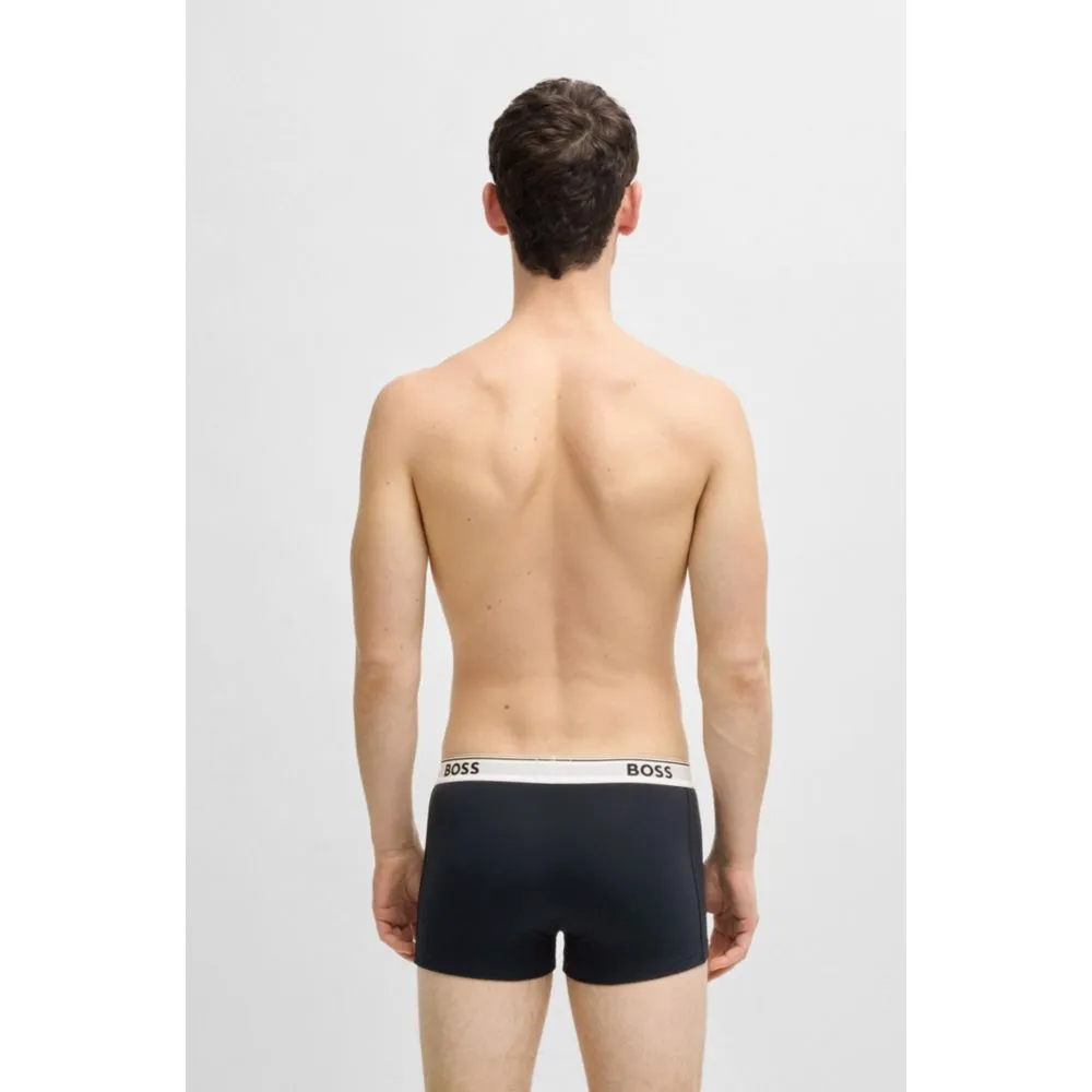 Three-pack of stretch-cotton trunks with logo waistbands