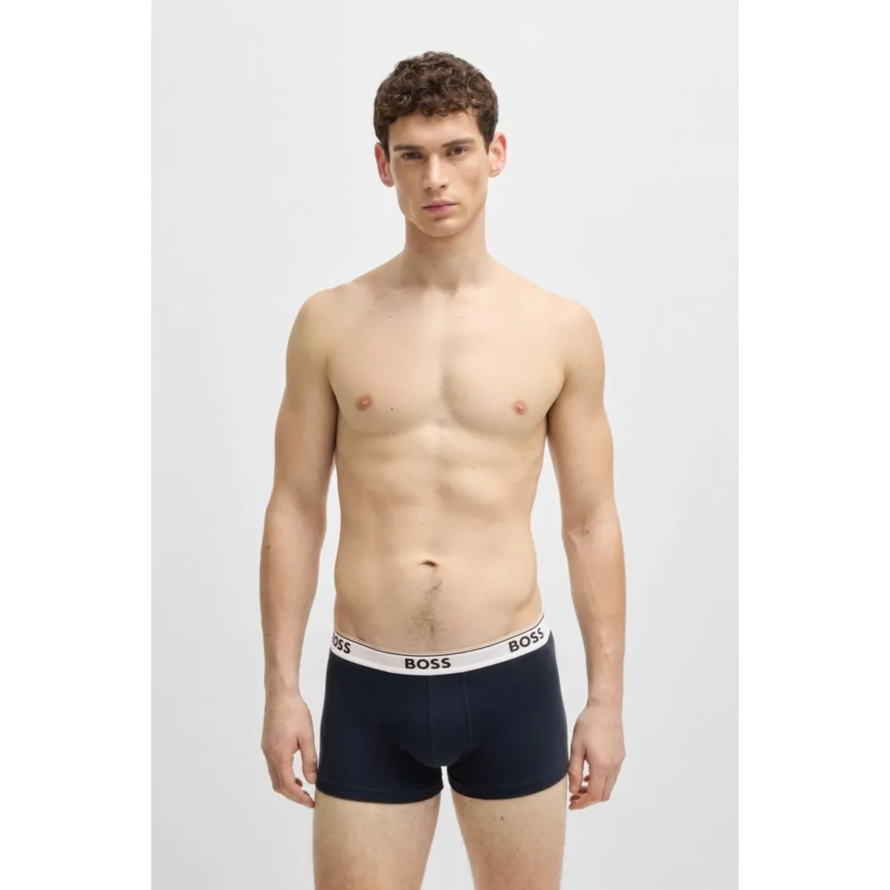 Three-pack of stretch-cotton trunks with logo waistbands