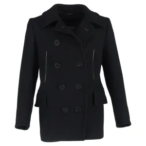 Tom Ford Double-Breasted Peacoat in Black Wool