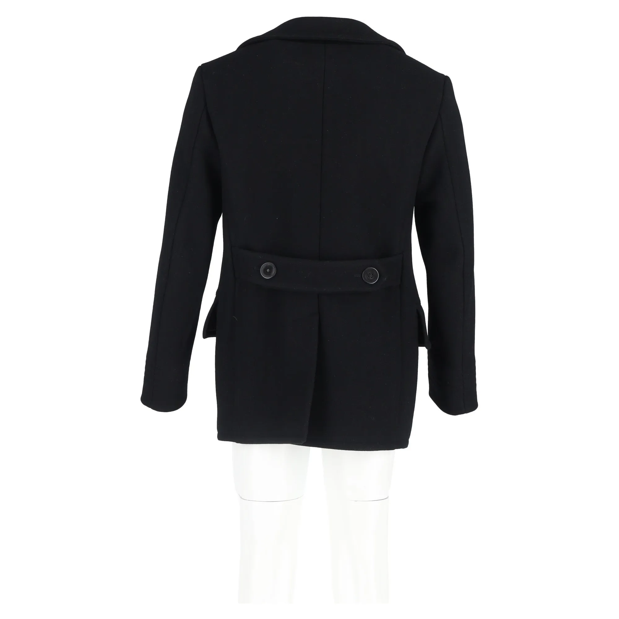 Tom Ford Double-Breasted Peacoat in Black Wool