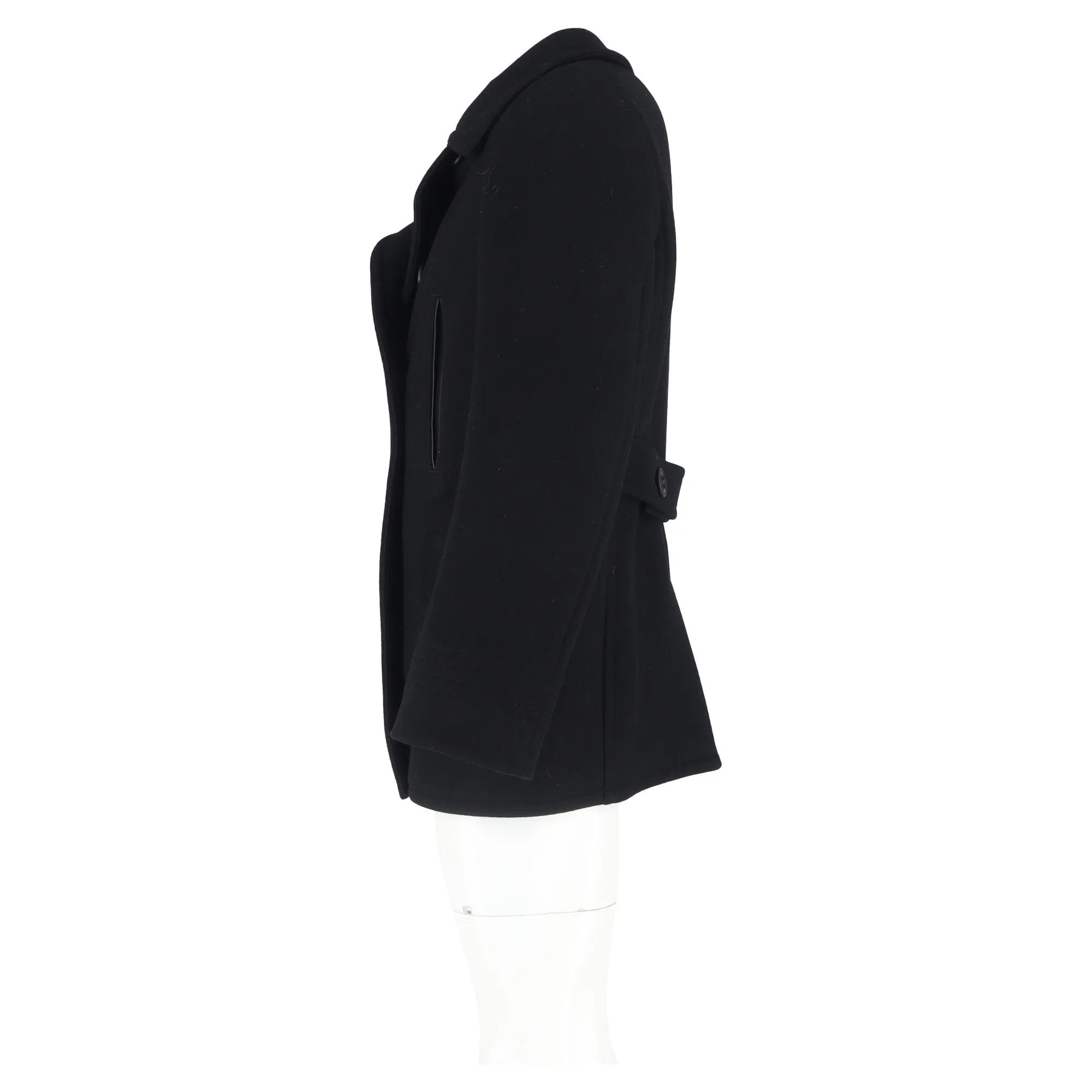 Tom Ford Double-Breasted Peacoat in Black Wool