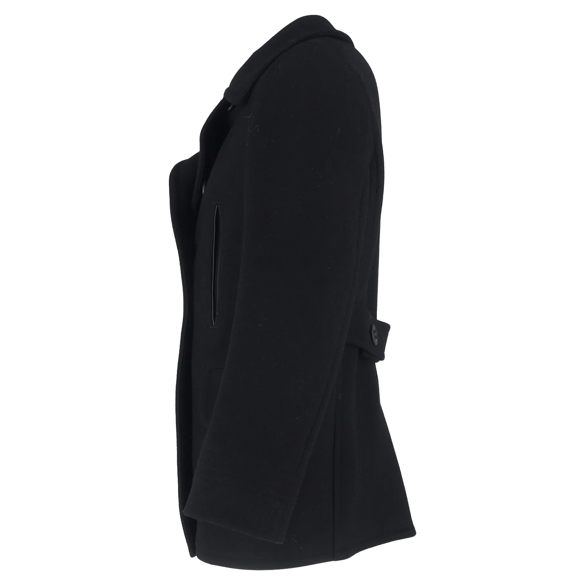 Tom Ford Double-Breasted Peacoat in Black Wool