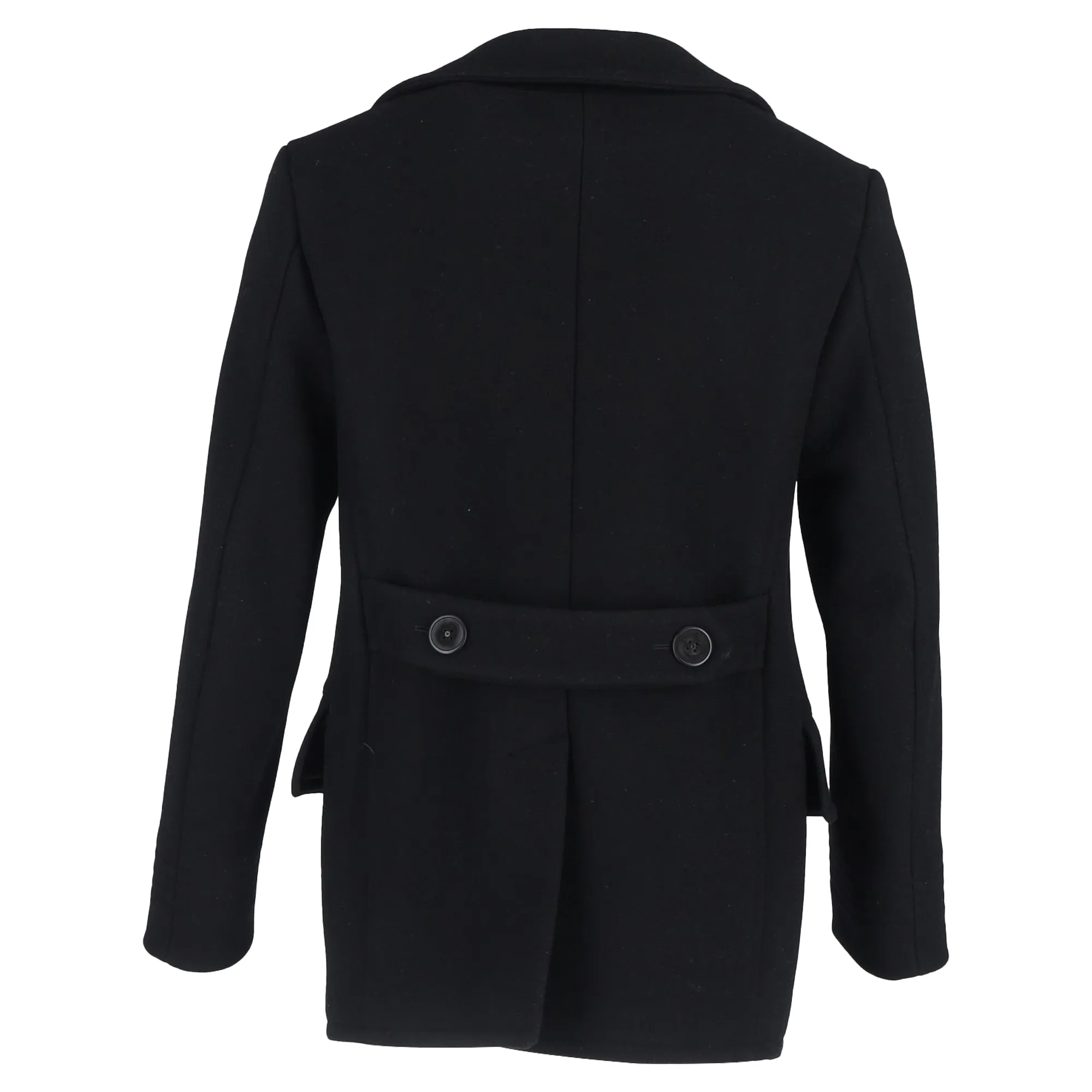 Tom Ford Double-Breasted Peacoat in Black Wool