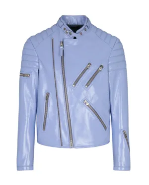 Tom Ford Mens Leather Zip Biker Jacket in Lilac