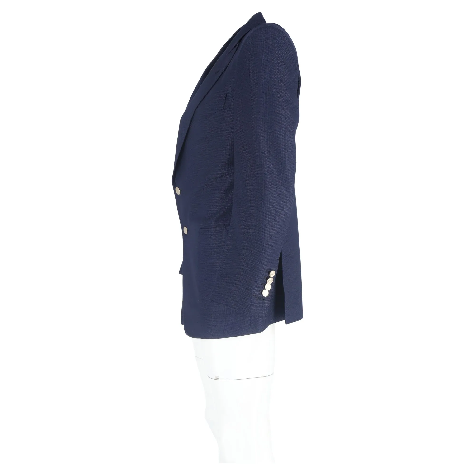 Tom Ford Single-Breasted Blazer with Pockets in Navy Blue Wool