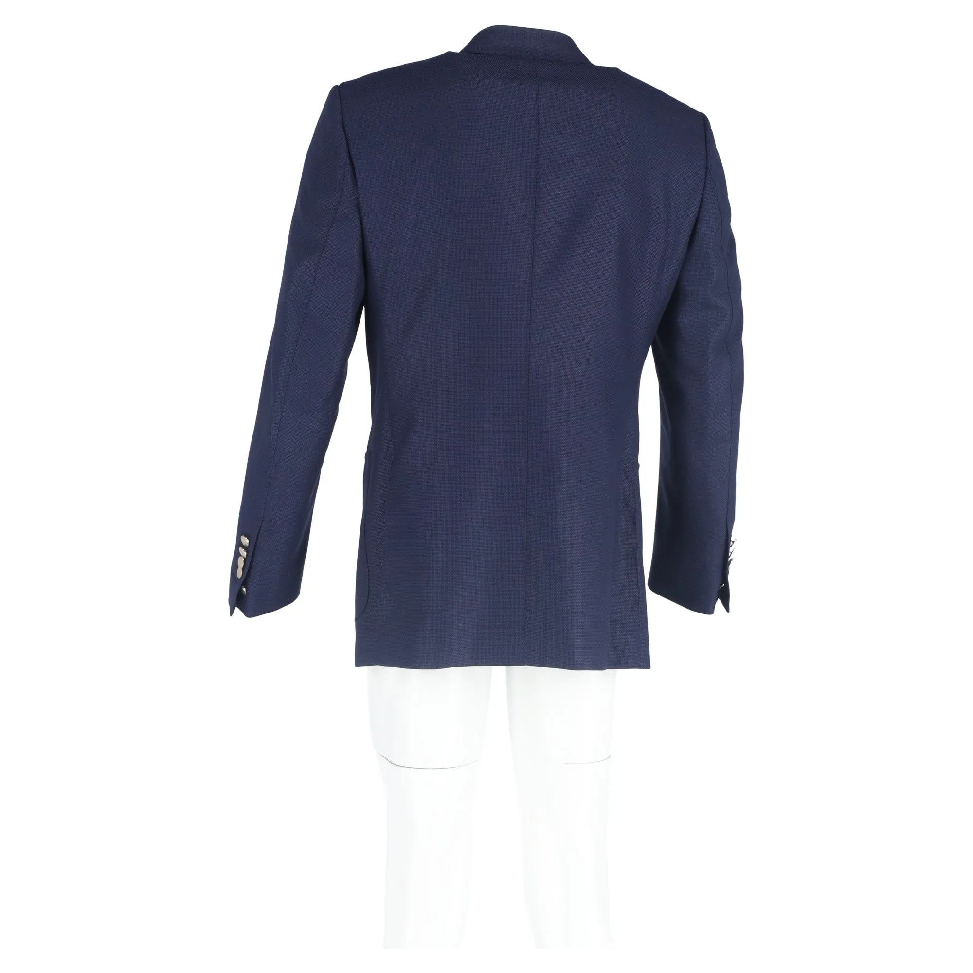 Tom Ford Single-Breasted Blazer with Pockets in Navy Blue Wool