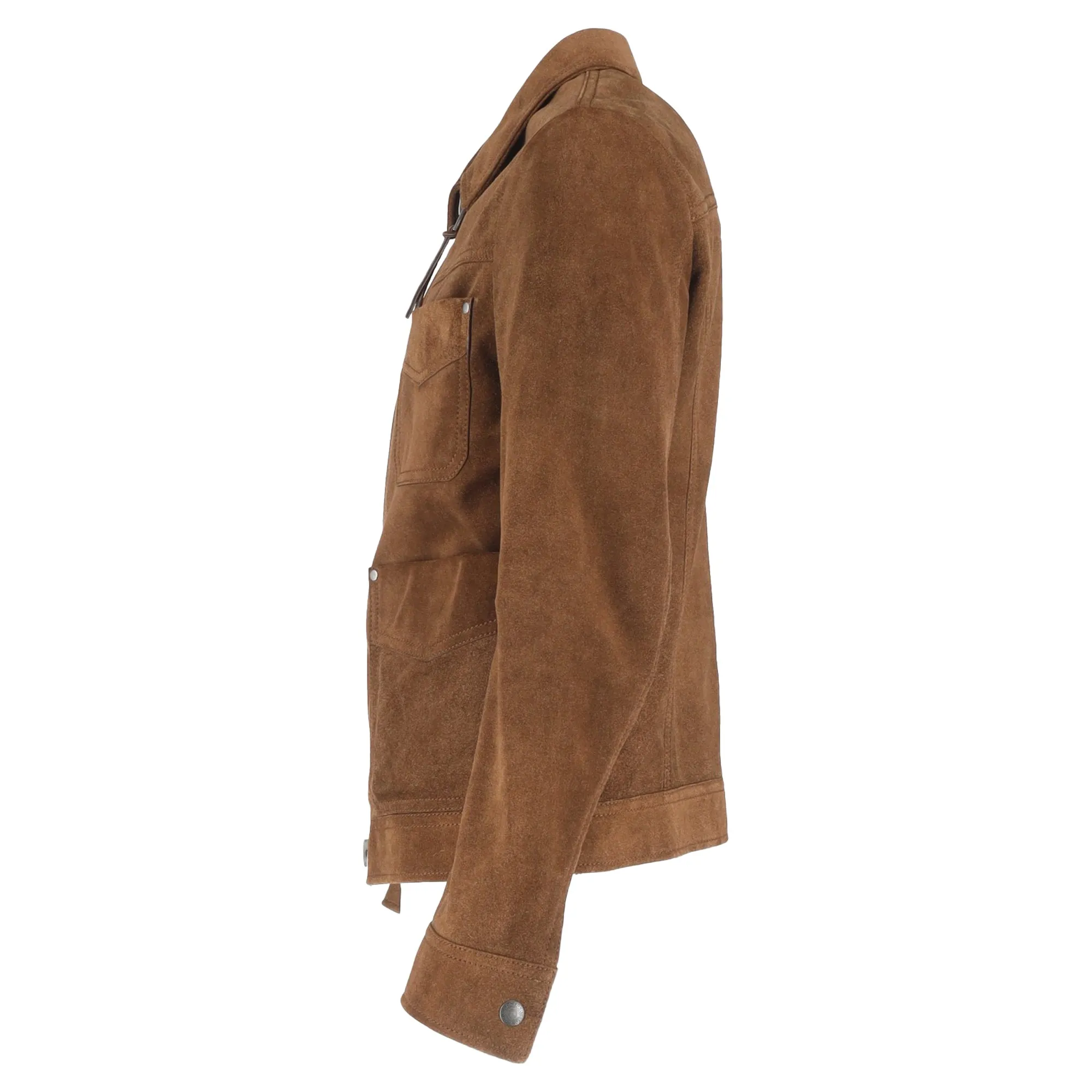 Tom Ford Zipped Field Jacket with Pockets in Brown Suede