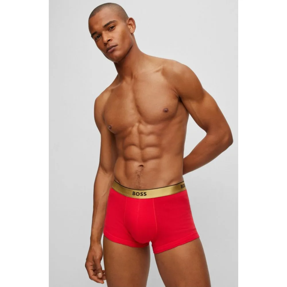 Two-pack of cotton trunks with metallic branded waistbands