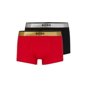 Two-pack of cotton trunks with metallic branded waistbands