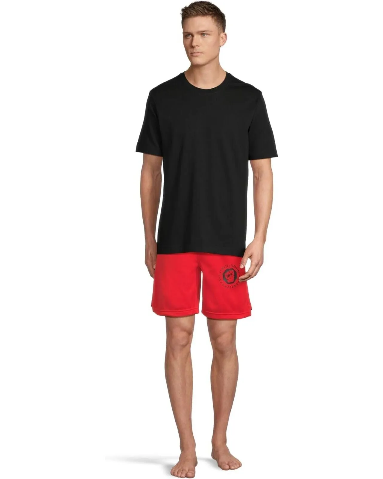 UFC Basic Workout Shorts Mens Small Red 8" Inseam Drawstring Waist Active JDM240