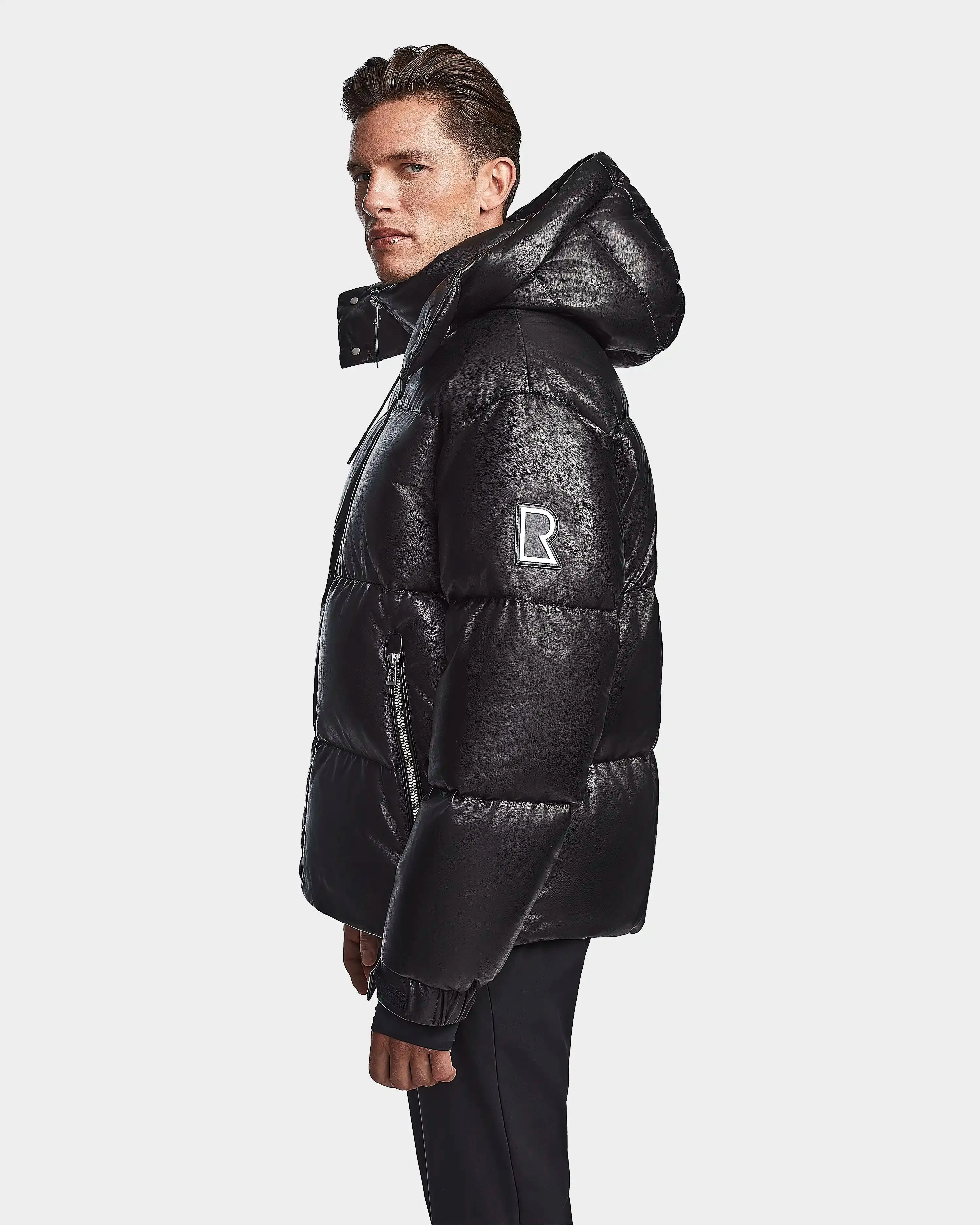 VINCENT X MEN'S  LEATHER DOWN PUFFER