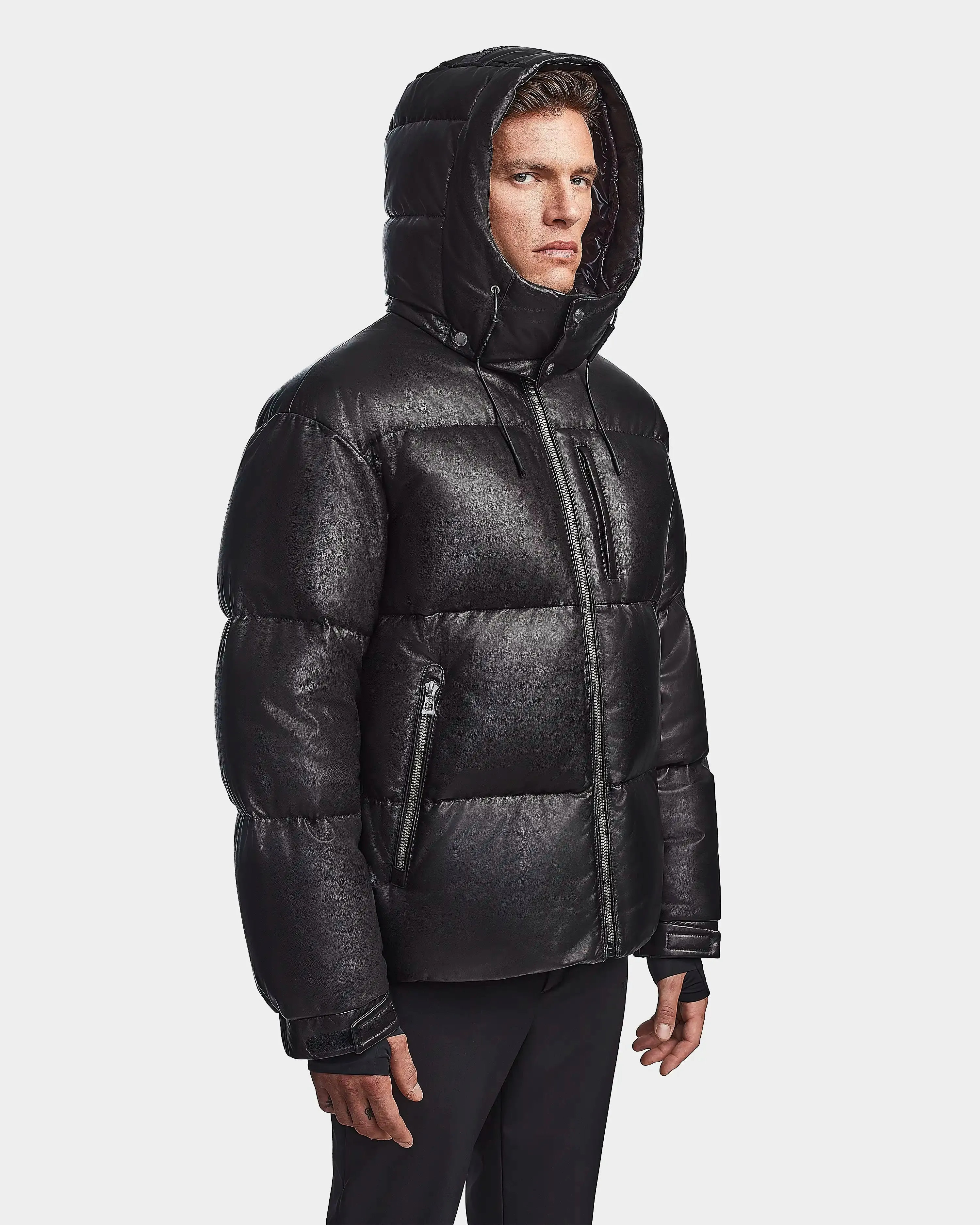 VINCENT X MEN'S  LEATHER DOWN PUFFER