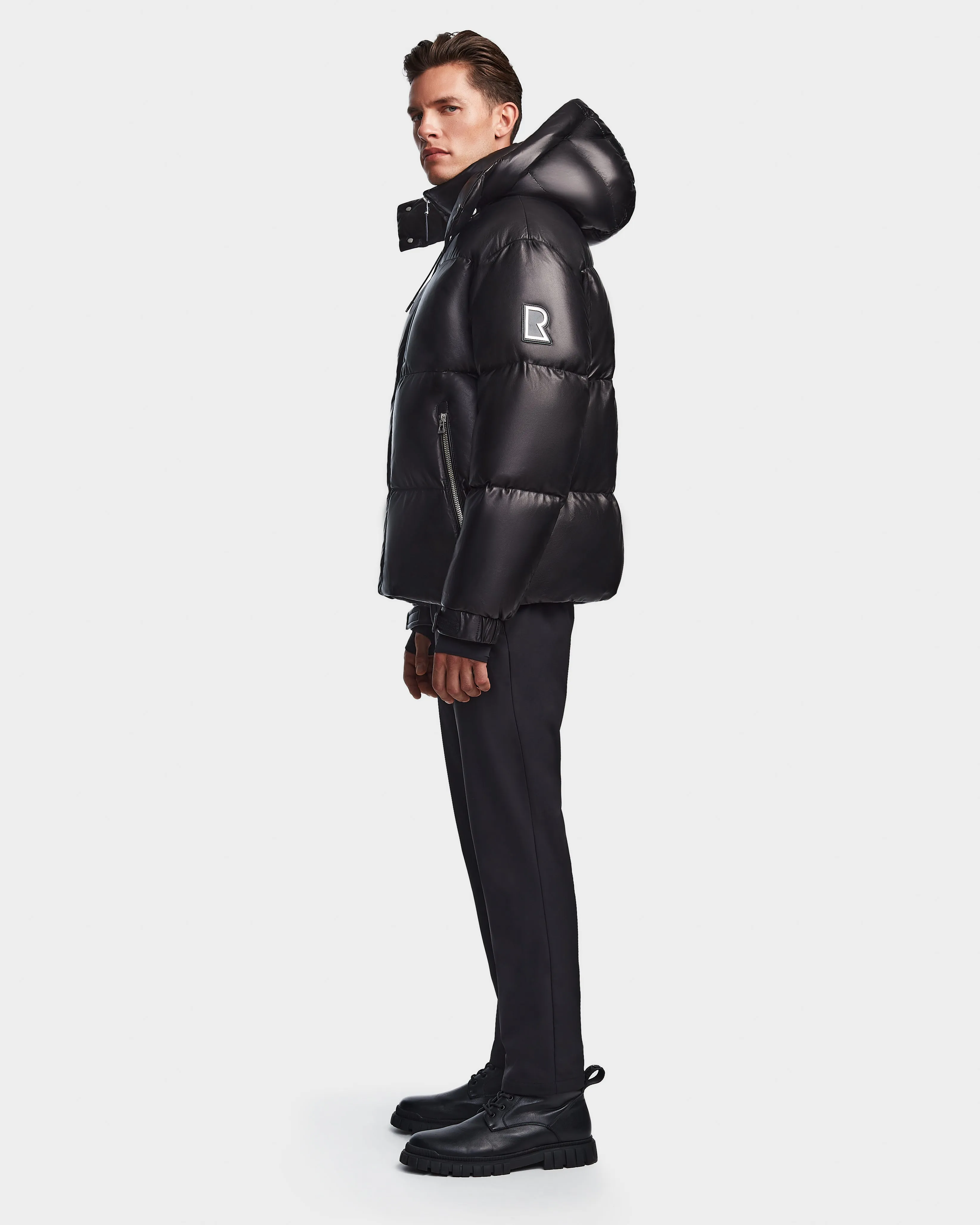 VINCENT X MEN'S  LEATHER DOWN PUFFER