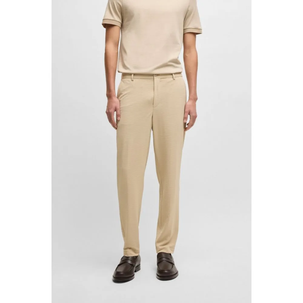 Washable formal trousers in stretch seersucker fabric