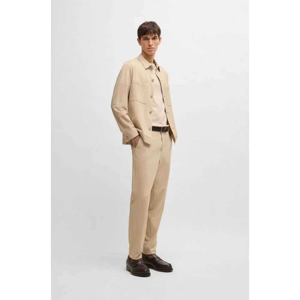 Washable formal trousers in stretch seersucker fabric