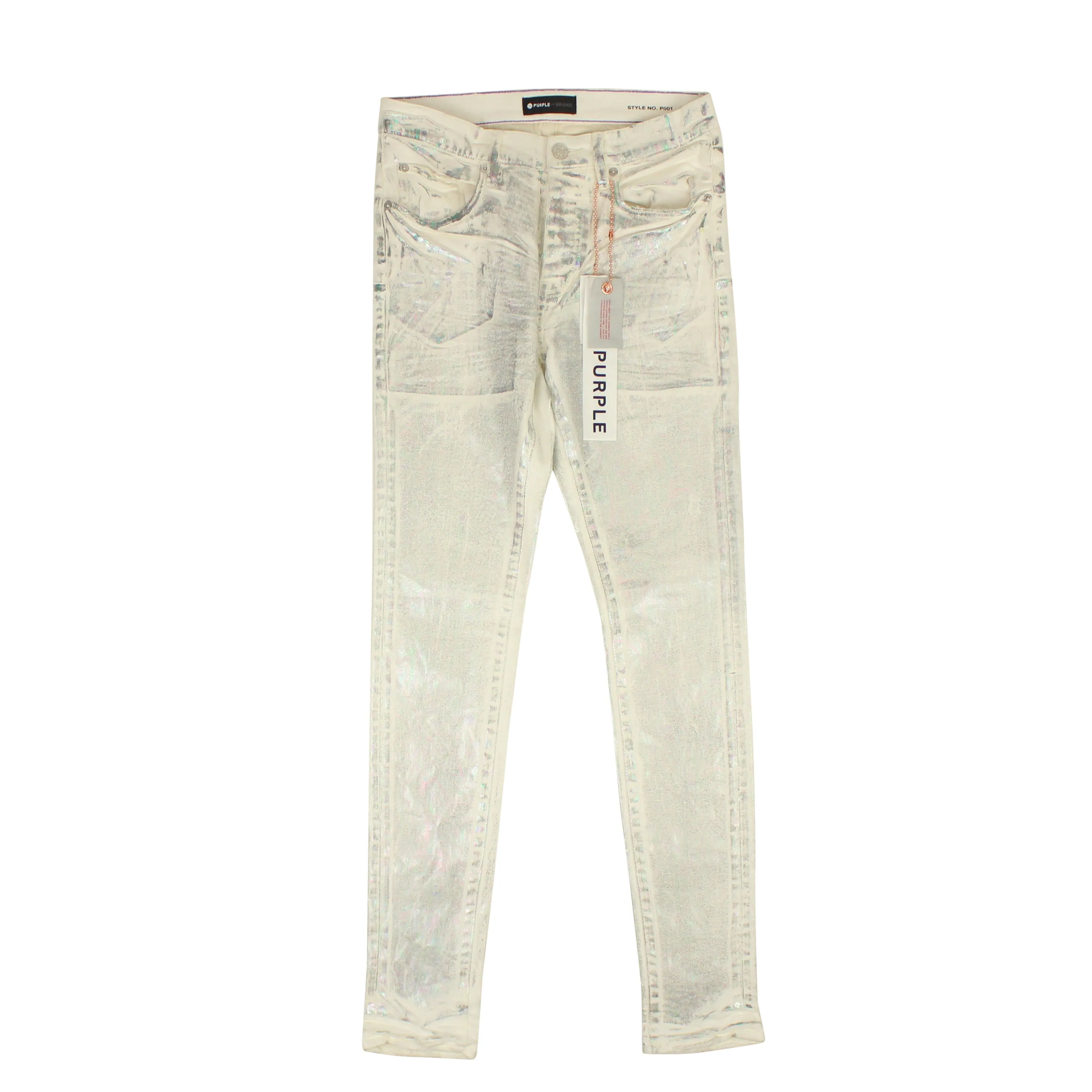 White WHITE X RAY IRIDESCENT WAVE FOIL Jeans
