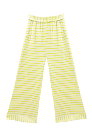 Wide Leg Knit Trouser - Citron Stripe Knit