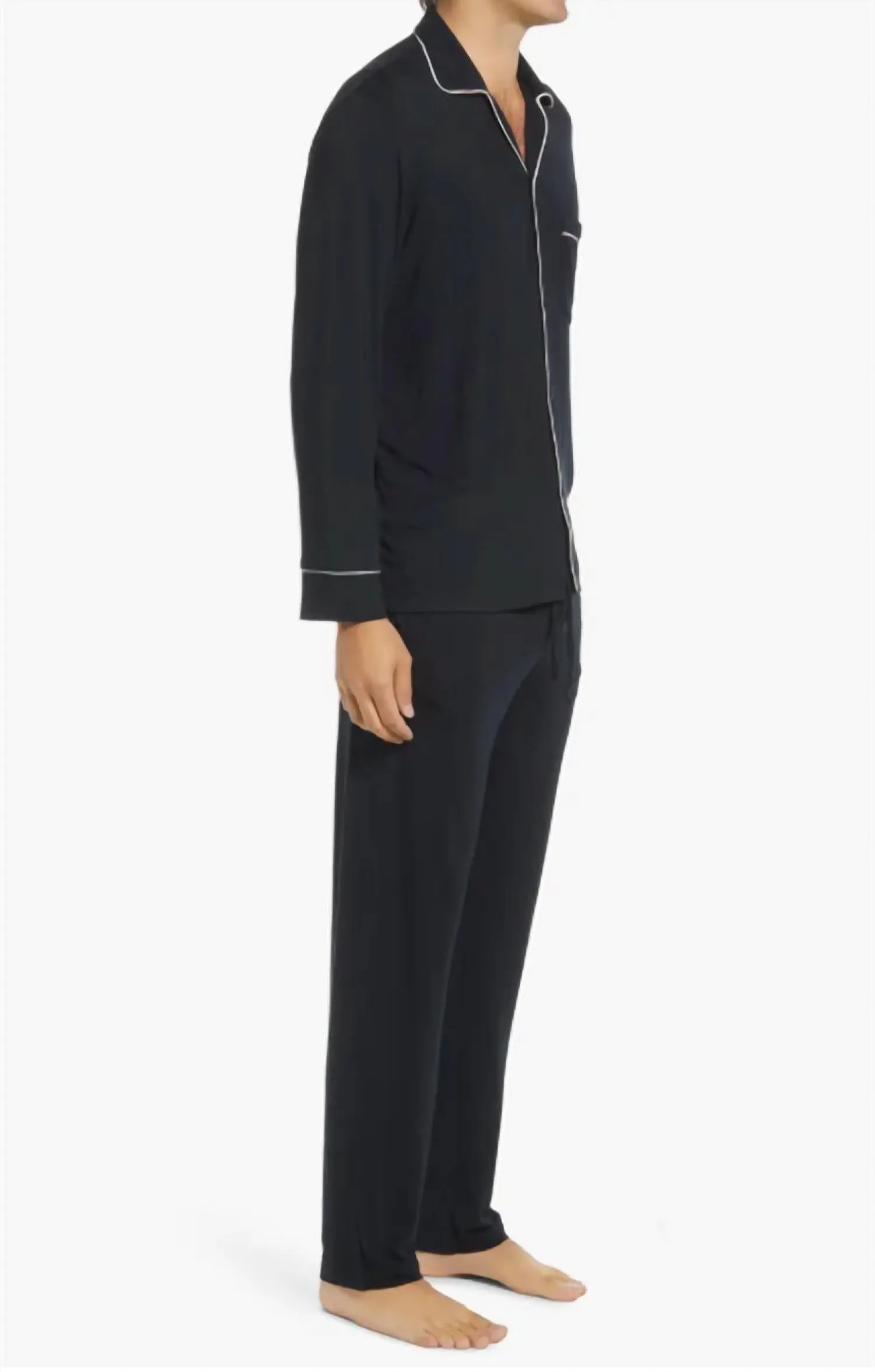 William Men's Pajama Set In Black/ivory
