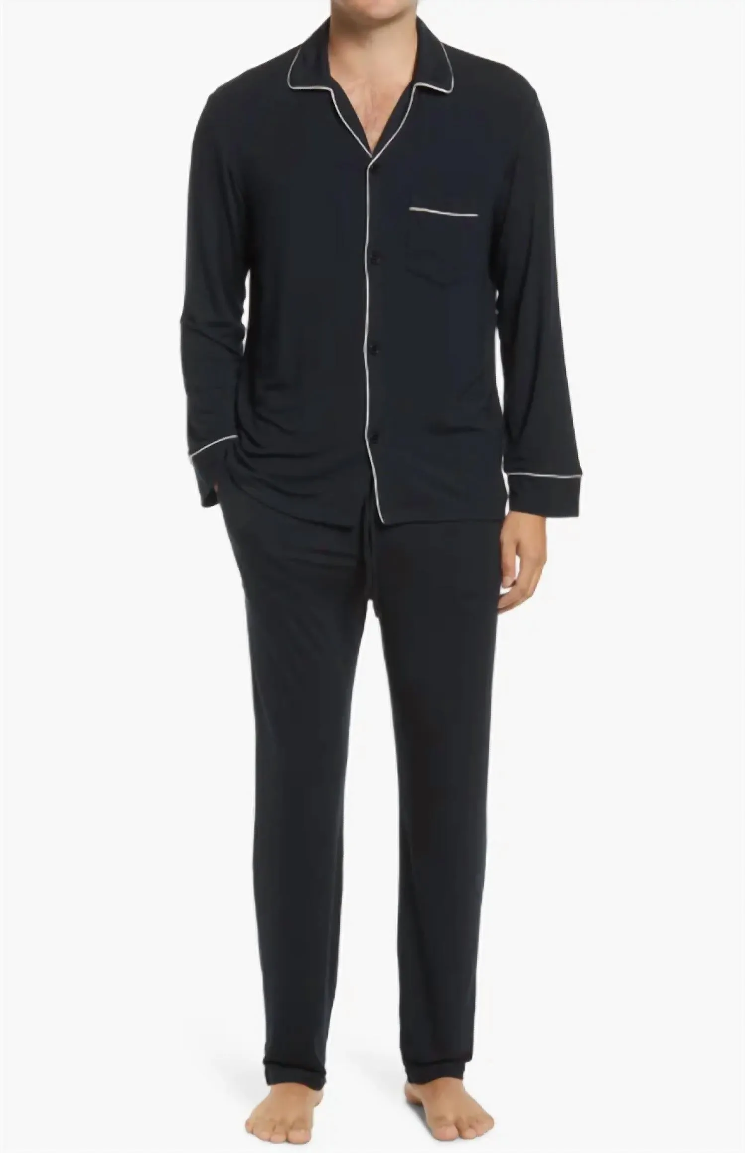 William Men's Pajama Set In Black/ivory
