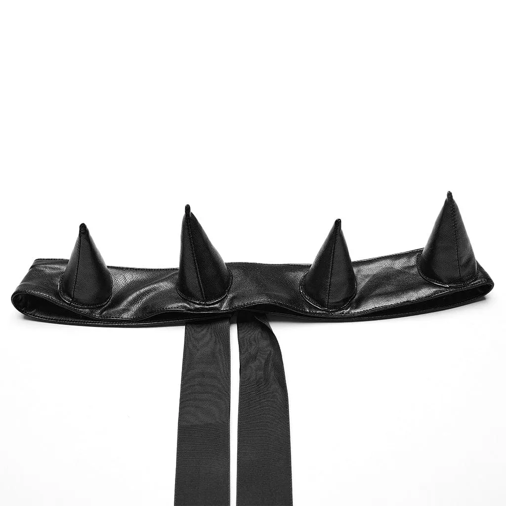 Women's Punk Studded Lace-up Faux Leather Skirt