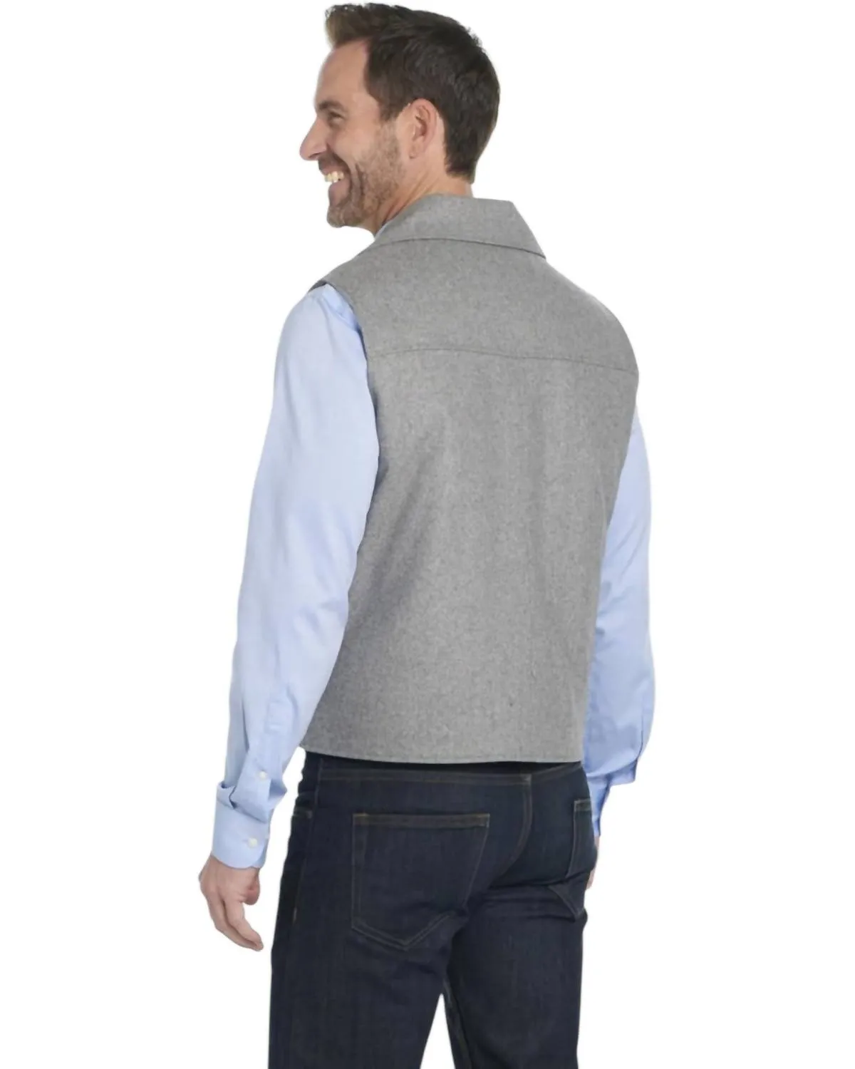 Wool Melton Conceal Carry Snap Vest In Dove Grey