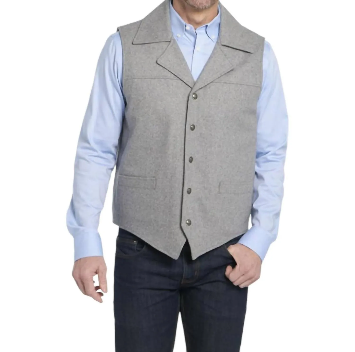 Wool Melton Conceal Carry Snap Vest In Dove Grey