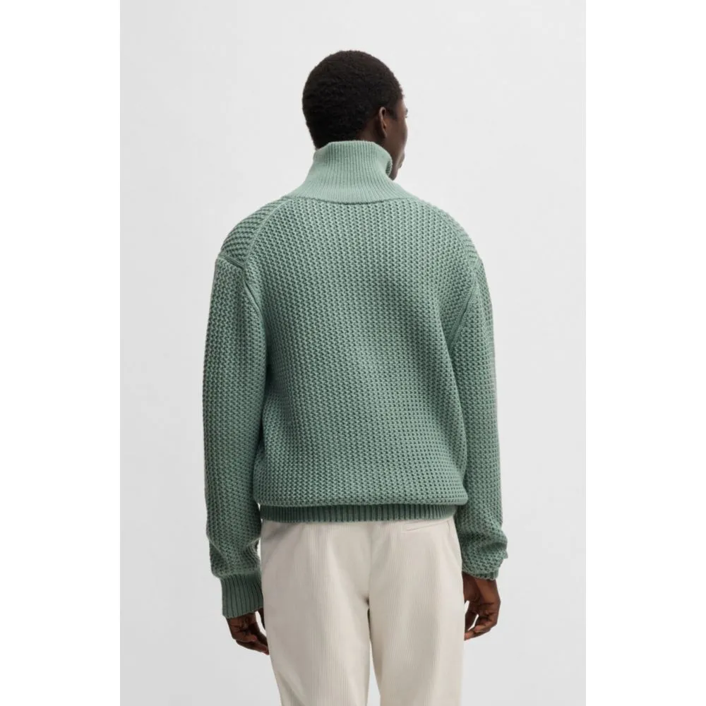 Wool regular-fit sweater with buttoned placket