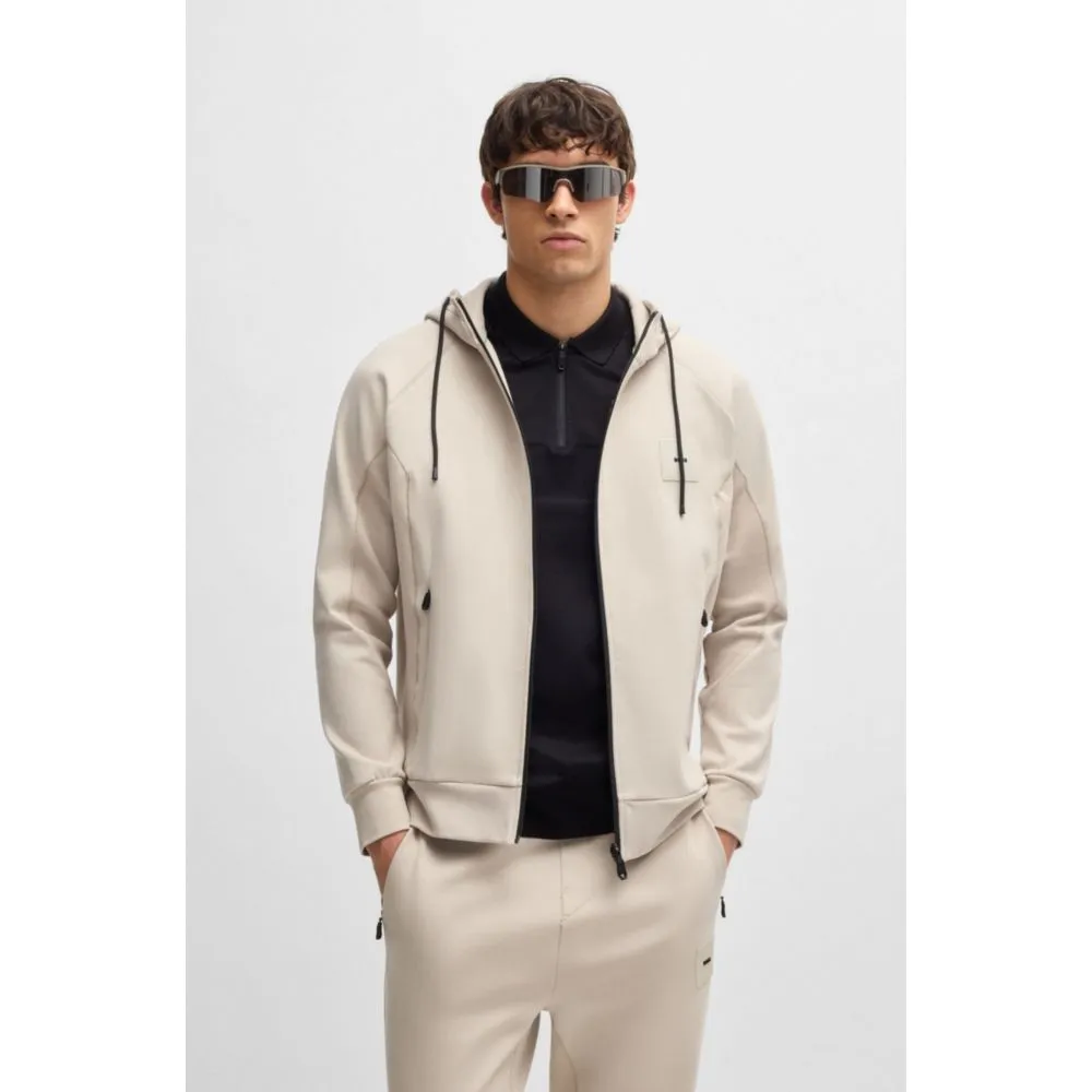 Zip-up hoodie with logo patch